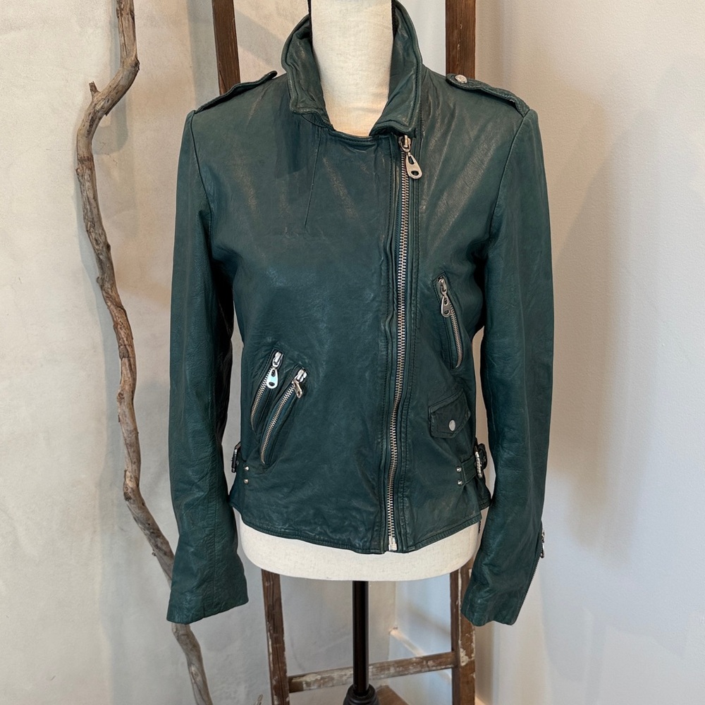 Doma Teal Leather Jacket - Picture 2 of 6